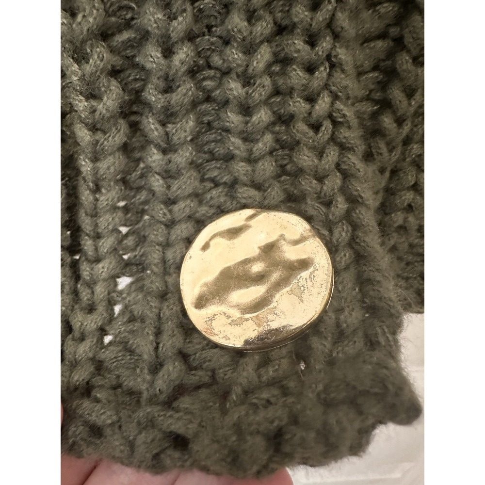 Green Chunky Knit Sweater Vest Sleeveless V-Neck Button Pockets Juniors Small - Picture 3 of 3